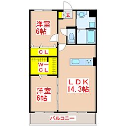 サンフォレスト1 2LDKの間取図画像