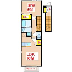 ジームスA棟 1LDKの間取図画像