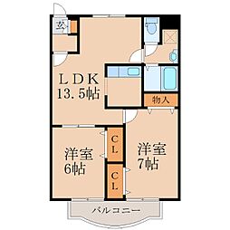 ガーデンプレイス錦江 2LDKの間取図画像