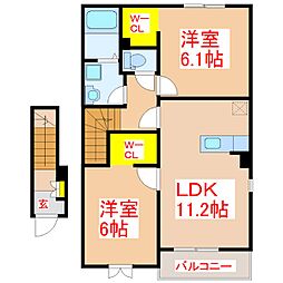 サニーヒルズ1 2LDKの間取図画像
