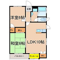 グリーンピア寿グリーンハウス 2LDKの間取図画像