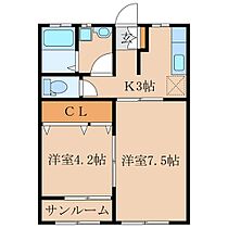 フォレストコート　Ｂ棟  ｜ 鹿児島県鹿屋市川西町4307番地1（賃貸アパート2K・1階・39.70㎡） その2