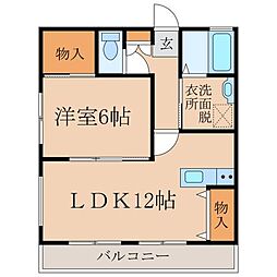 ローズハウス 1LDKの間取図画像