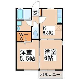 サンフラワー寿 2Kの間取図画像