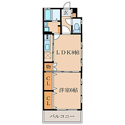 エビデンス・レオ 1LDKの間取図画像