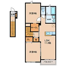 コンフォート・ヴィラ旭原2 2LDKの間取図画像