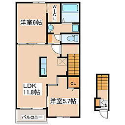 サルヴァトーレエイト 2LDKの間取図画像