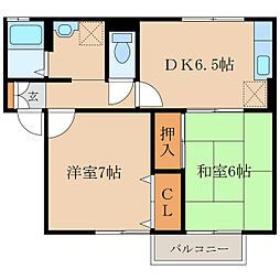 セジュール花岡 2DKの間取図画像