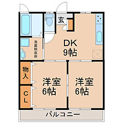 ホットハウス 2DKの間取図画像