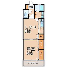 エビデンス・レオ 1LDKの間取図画像
