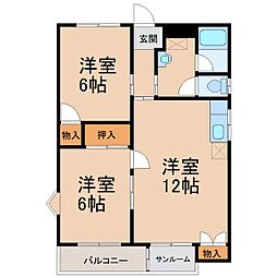 サンリブレ寿 2LDKの間取図画像