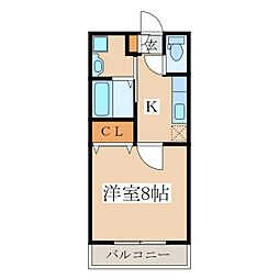 ピンクローズ 1Kの間取図画像