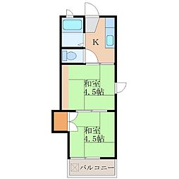 サンロード寿A棟 2Kの間取図画像