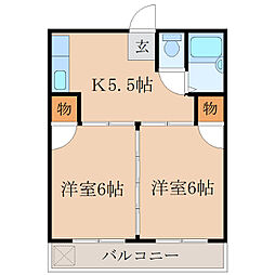 平田コーポ 2Kの間取図画像