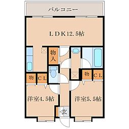 グレースヌーブ 2LDKの間取図画像