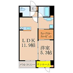 CREA笠之原 1LDKの間取図画像