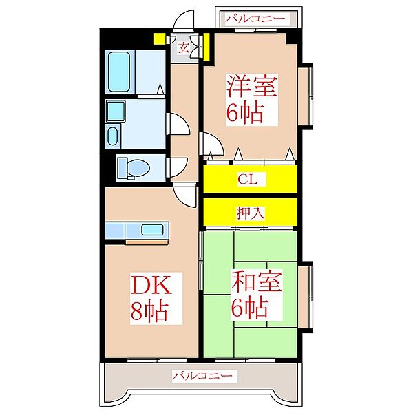 サンシティ赤池 ｜鹿児島県霧島市隼人町見次(賃貸マンション2DK・2階・50.00㎡)の写真 その2