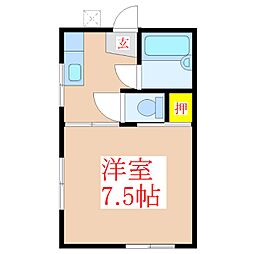 YKハイツ 1Kの間取図画像