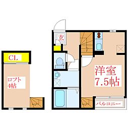 core ワンルームの間取図画像