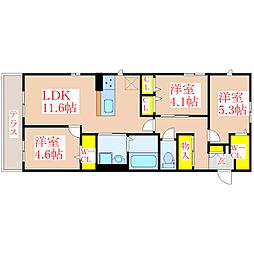霧島市国分中央2丁目アパート 3LDKの間取図画像