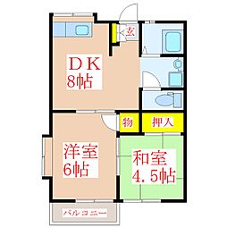 ファミーユ隼人 2DKの間取図画像