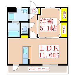 Y&M煌 1LDKの間取図画像