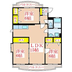 第2向井ビル 3LDKの間取図画像