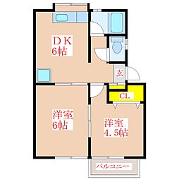 プレサージュ今村 2DKの間取図画像