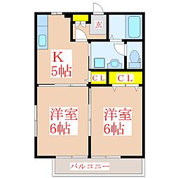 ヴィラ・イタリー 2Kの間取図画像