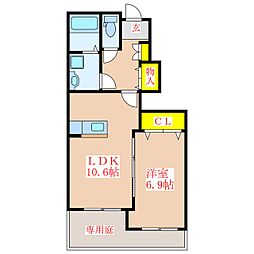 イーストガーデンサン 1LDKの間取図画像