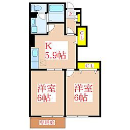 レイベルポートmatumotoA 2Kの間取図画像