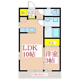 コーポ山元 1LDKの間取図画像