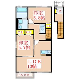 クレストC 2LDKの間取図画像