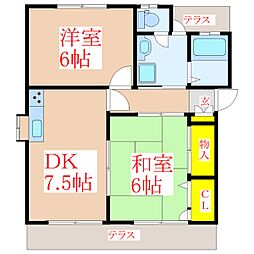 グリーンハイツ 2DKの間取図画像