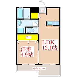 SouthernMoor舞鶴 1LDKの間取図画像