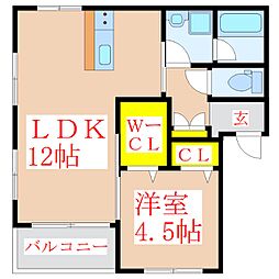 アムール姫城 1LDKの間取図画像
