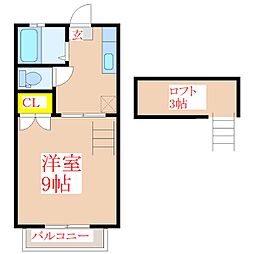 リバーサイドハイツ 1Kの間取図画像