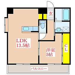 ロイヤルシティ見次 1LDKの間取図画像