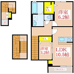 ベル・コリーヌII 2LDKの間取図画像