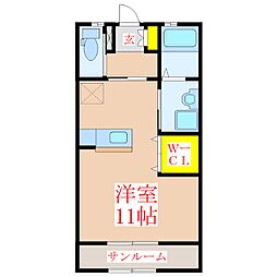 エスポワール広瀬 ワンルームの間取図画像