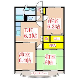 フルールm 3DKの間取図画像