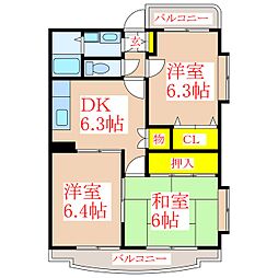フルールm 3DKの間取図画像