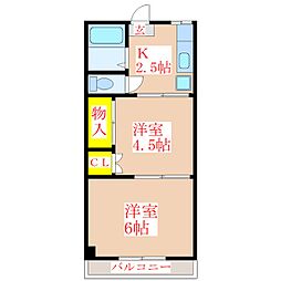 丸元ビル 2Kの間取図画像