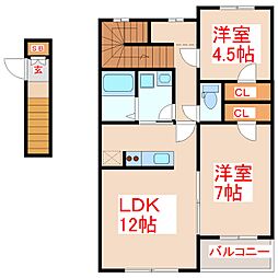 プラージュコート 2LDKの間取図画像