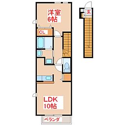 カルム・シャンブール1 1LDKの間取図画像