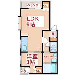 ベルメゾン森澤 1LDKの間取図画像