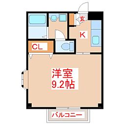 ガーデンハイツK 1Kの間取図画像