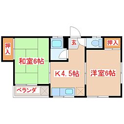 内門荘 2Kの間取図画像