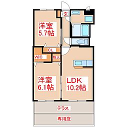 グロリオサ 2LDKの間取図画像