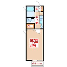 ボヌール小松原 1Kの間取図画像